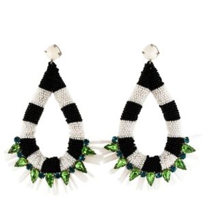 Tory Burch Black & White Beaded Teardrop Earrings